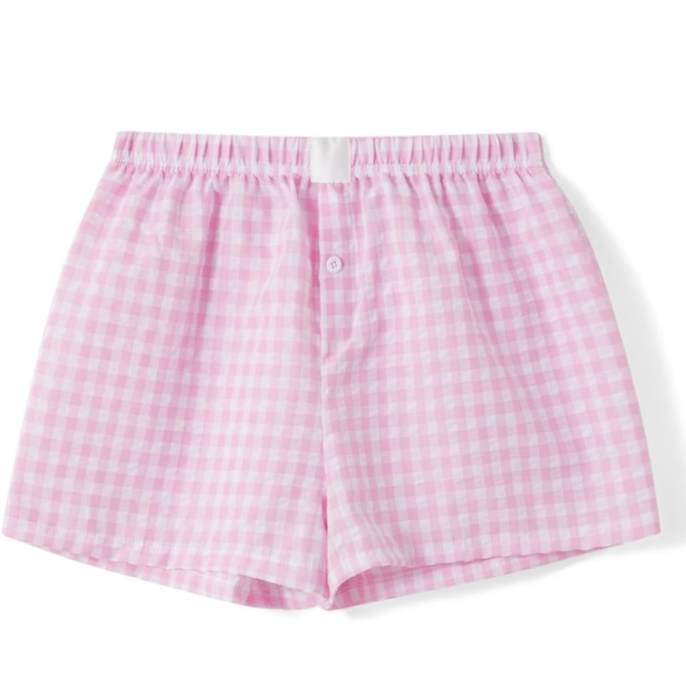 Pink checkered plaid boxer shorts